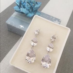 White rhinestone earrings